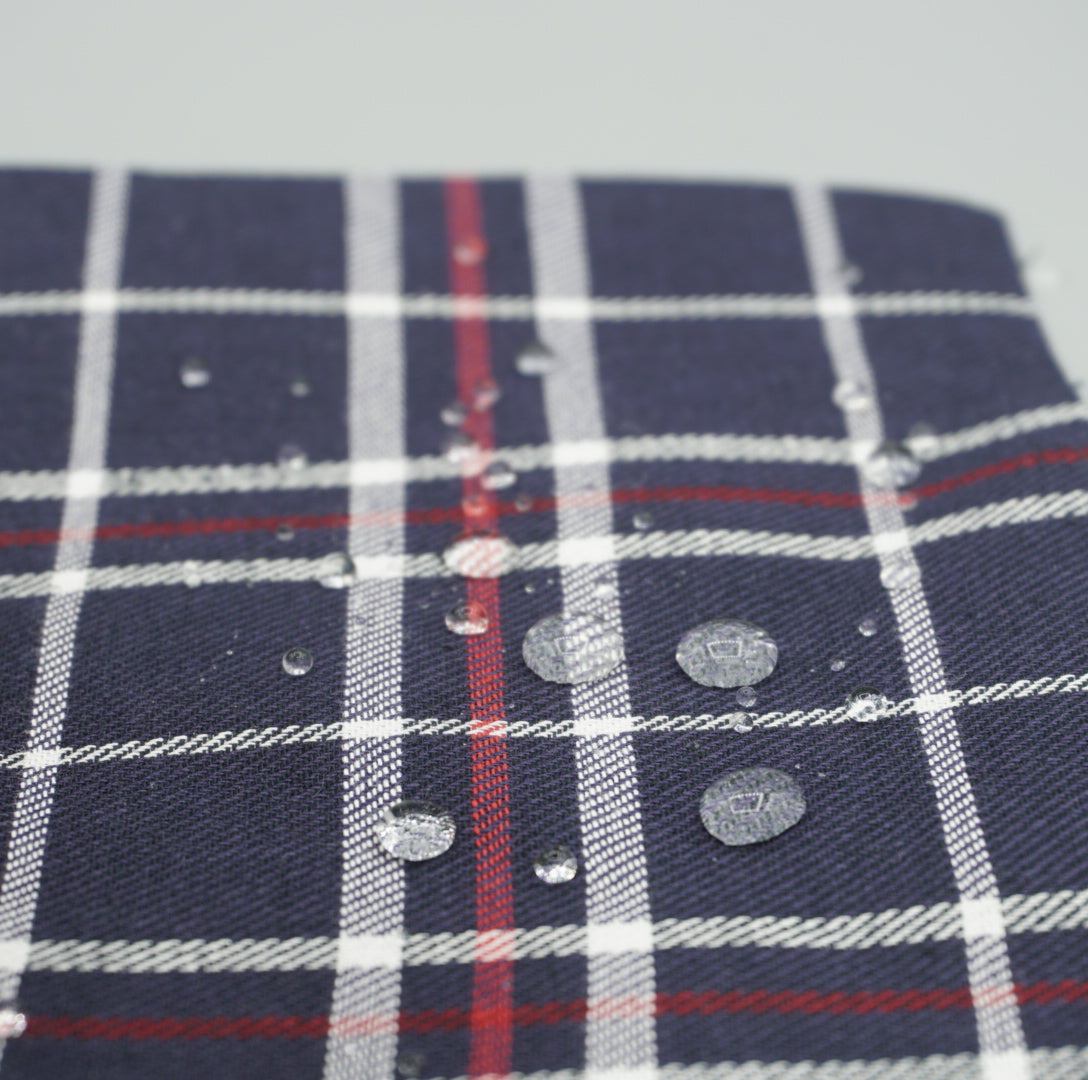 Collar in Indigo Plaid, Silver hardware