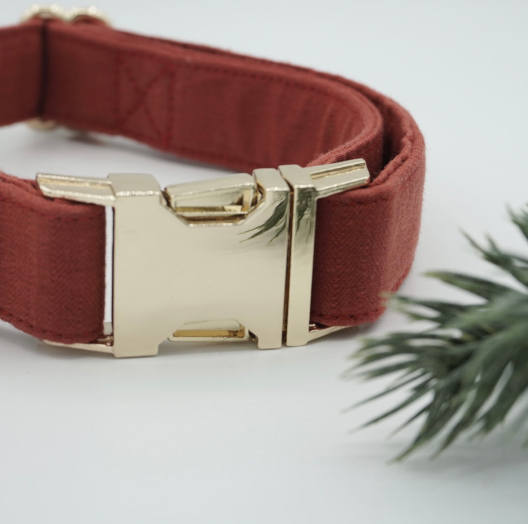 Collar in Cranberry Red, Gold Hardware