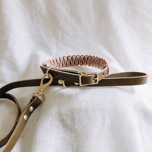 Ember & Ivory Vegetable Leather Lead in Olive/Ivory