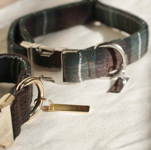 Collar in Forest Plaid, Silver hardware