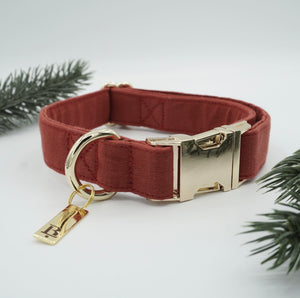 Collar in Cranberry Red, Gold Hardware