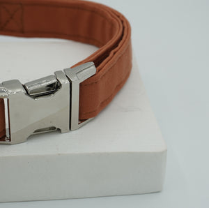 Collar in Terracotta Orange, Silver hardware