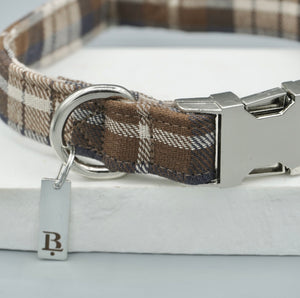 Collar in Ginger Plaid, Silver hardware