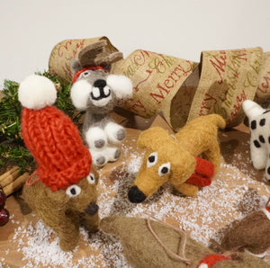 Handmade Felt Biodegradable Hugo the Dog by Felt So Good