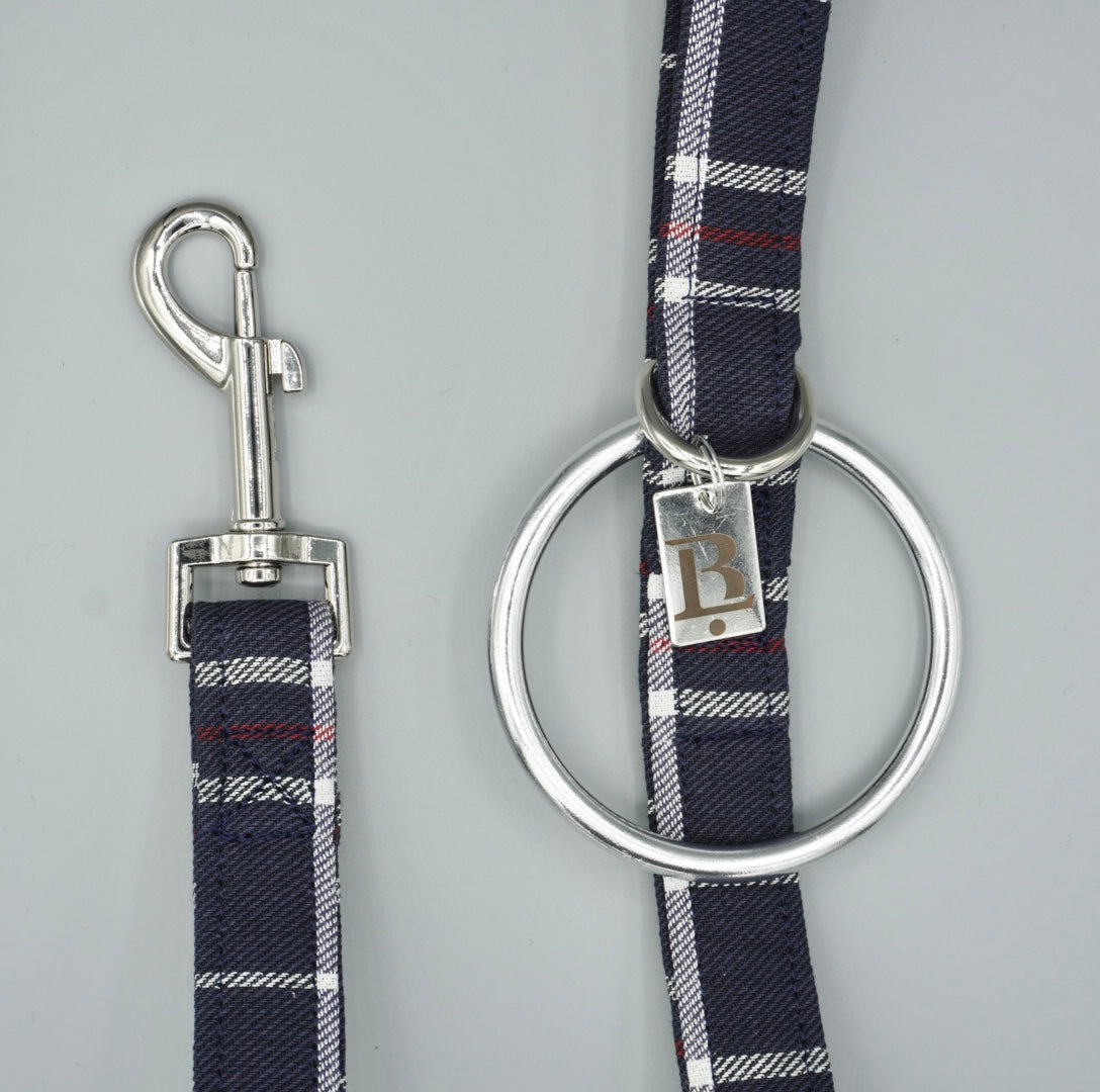 City Lead in Indigo Plaid, Silver Hardware