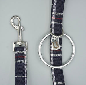 City Lead in Indigo Plaid, Silver Hardware