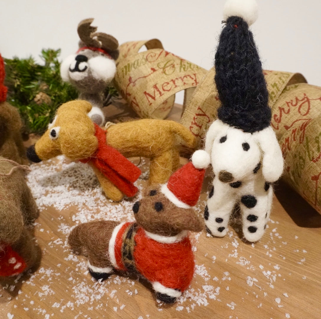 Handmade Felt Biodegradable Buddy the Festive Dog by Felt So Good