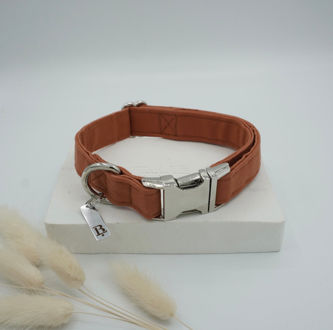 Collar in Terracotta Orange, Silver hardware