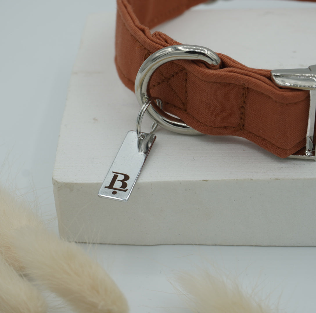 Collar in Terracotta Orange, Silver hardware