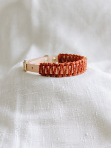 Ember & Ivory Macrame & Vegetable Leather Collar in Natural/Rust
